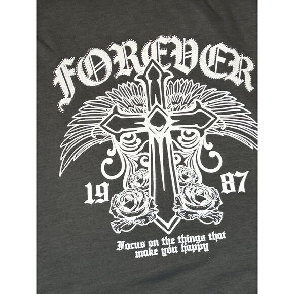 (6 for $25) Forever 1987 Graphic Full Front Zipper Hoodie in Gray Size XL - Picture 4 of 6